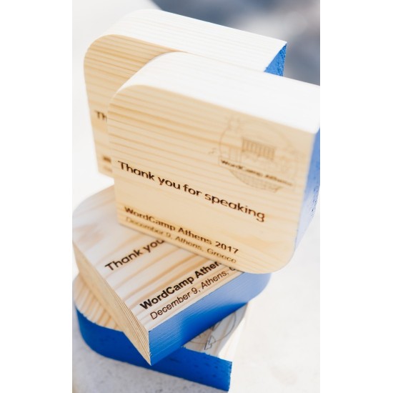 Ευχαριστήρια πλακέτα | Μασίφ Πεύκο | 10 x 10cm